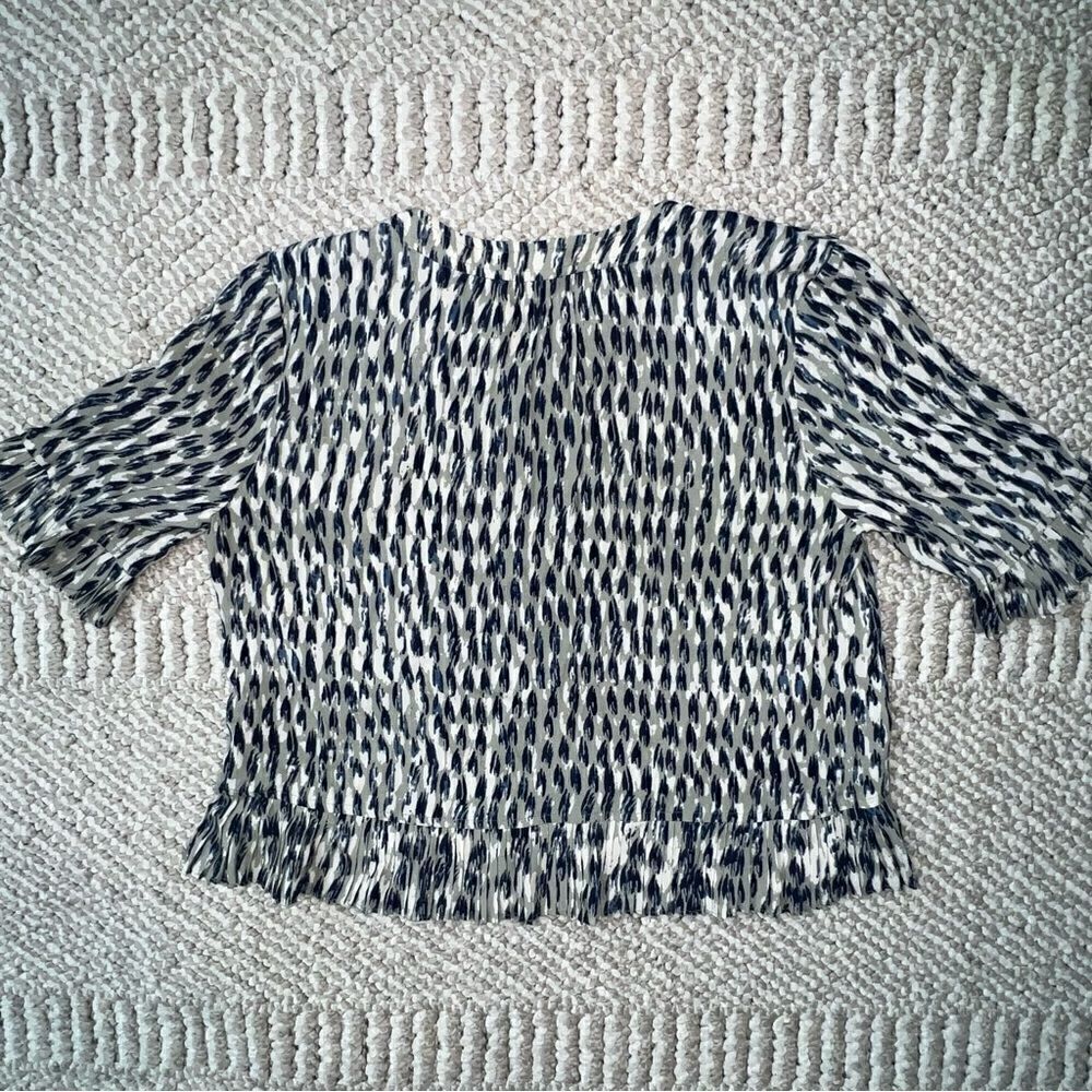 Madewell Sunpleat Lace-Up Top w/Painted Feathers - Sz S - Picture 12 of 16